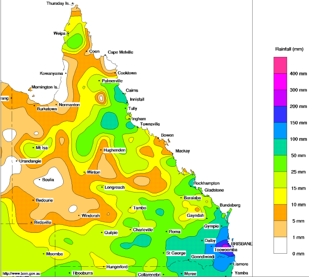 Rainfall Map of Queensland for the 7 Days to 22 November 2008